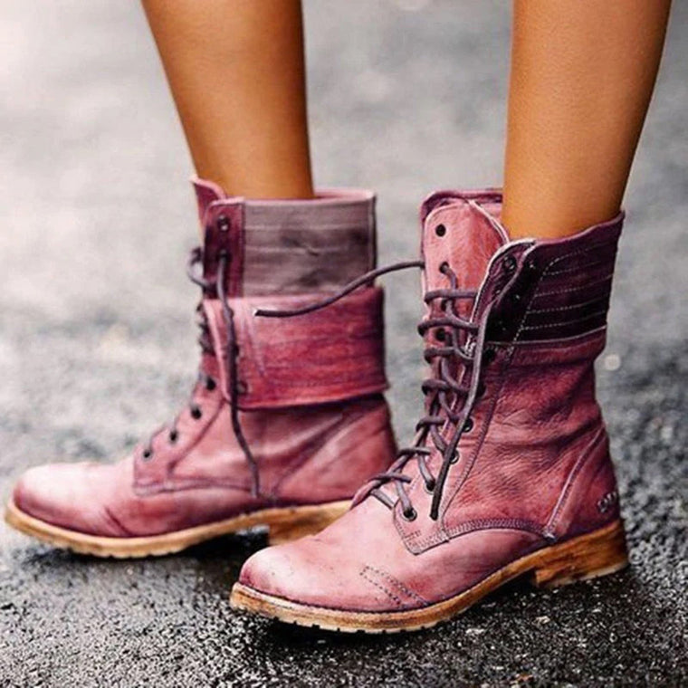Aurore - Bottines Cuir Lacets Stylées Femme