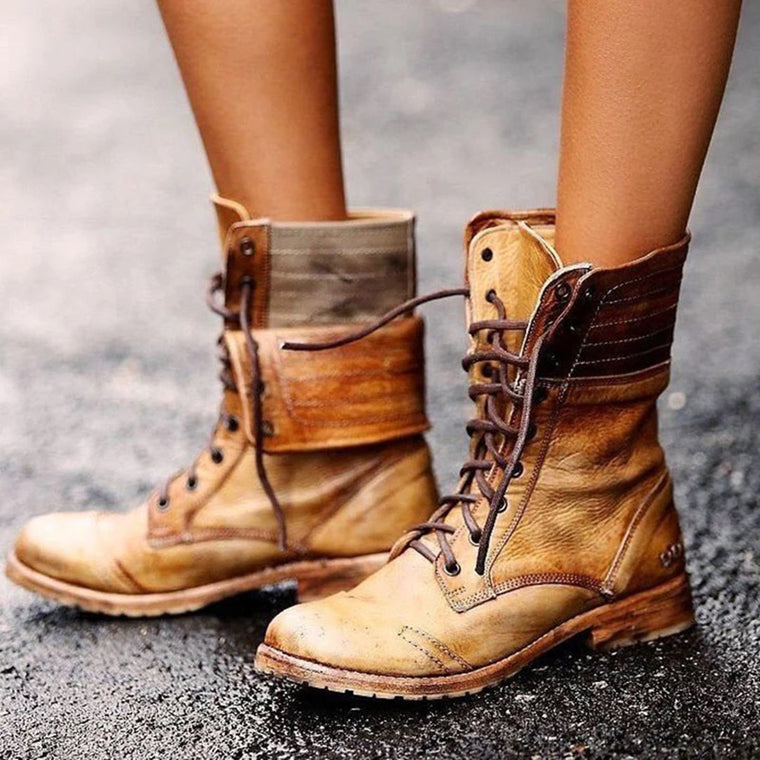 Aurore - Bottines Cuir Lacets Stylées Femme