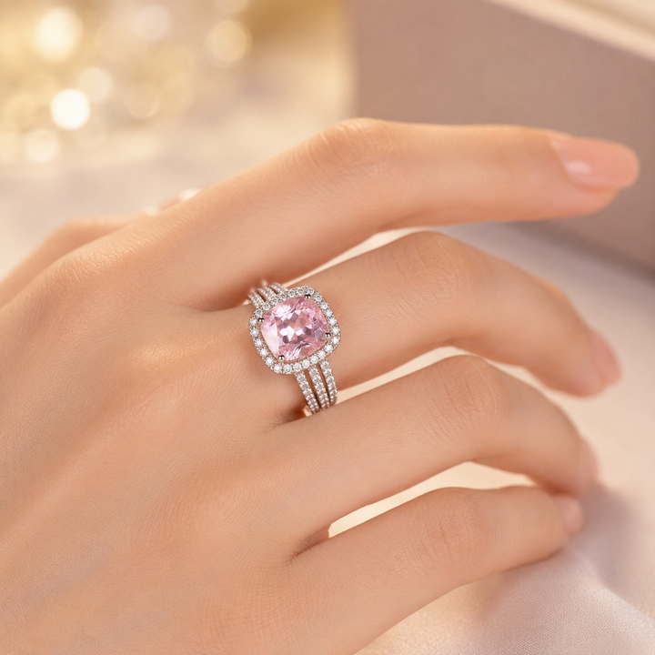 Bague Halo en Or Améthyste — Doumira