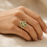 Bague Florale en Or Émeraude — Doumira