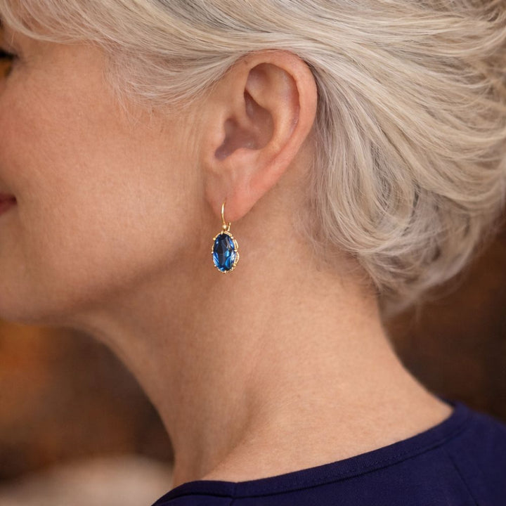Boucles d'oreilles Golden Blue Bloom — Doumira