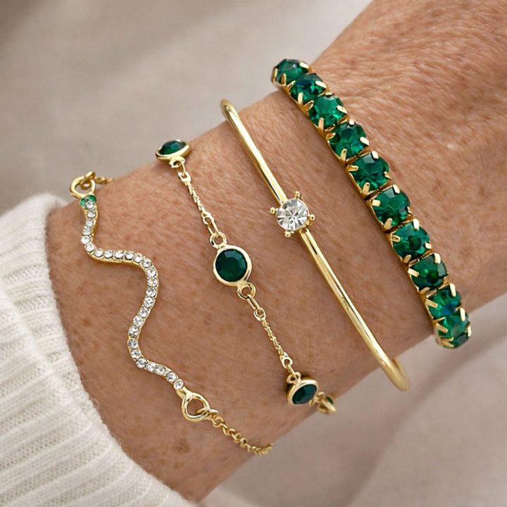 Ensemble de Bracelets en Pierre Précieuse Verte — Doumira