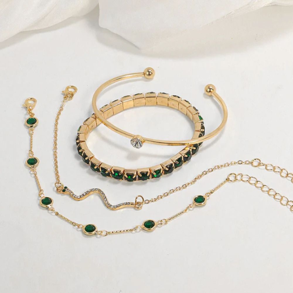 Ensemble de Bracelets en Pierre Précieuse Verte — Doumira