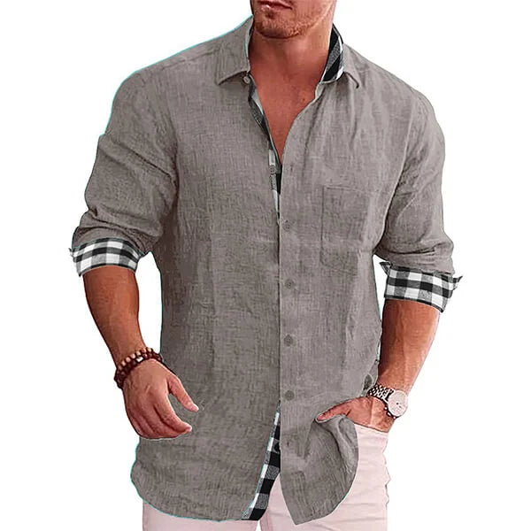 Fabien - Chemise en Lin Élégante Manches Longues Homme