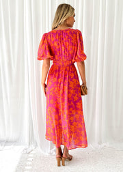 Céleste – Robe Imprimée En Coton Et Lin Avec Col Rond