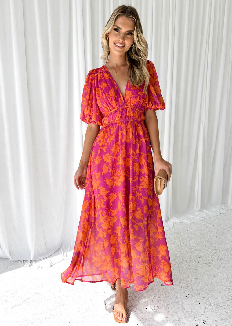 Céleste – Robe Imprimée En Coton Et Lin Avec Col Rond