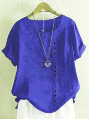 Blouse Femme En Lin Manches Courtes Boutonnée - Hélène