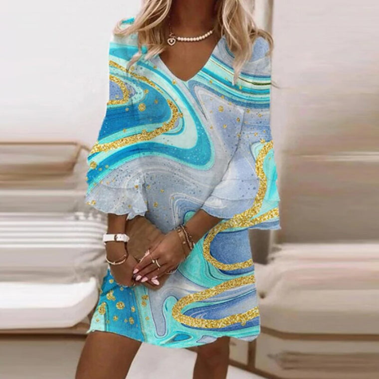 Amandine - Robe Imprimée Chic Et Féminine - Coupe Moulante, Coton, Femme