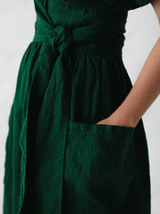 Robe Portefeuille Femme En Lin Midi Ceinture - Léonie