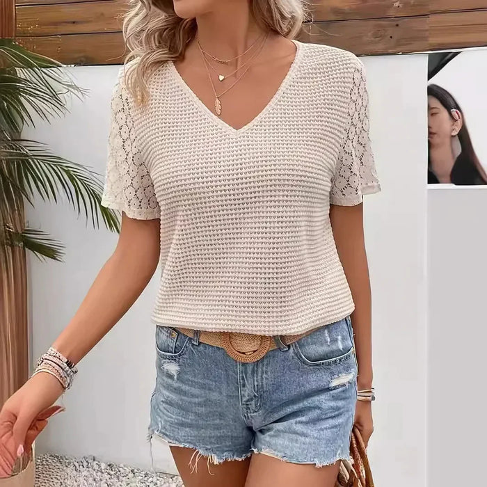 Top Femme En Crochet Col V Bohème - Anouk
