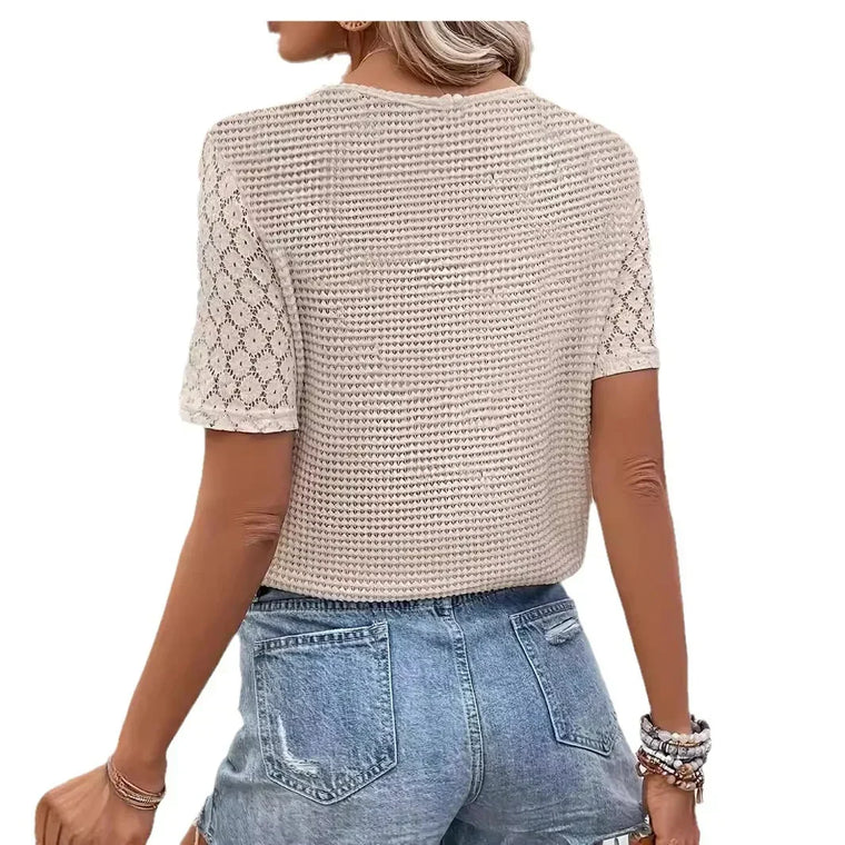 Top Femme En Crochet Col V Bohème - Anouk