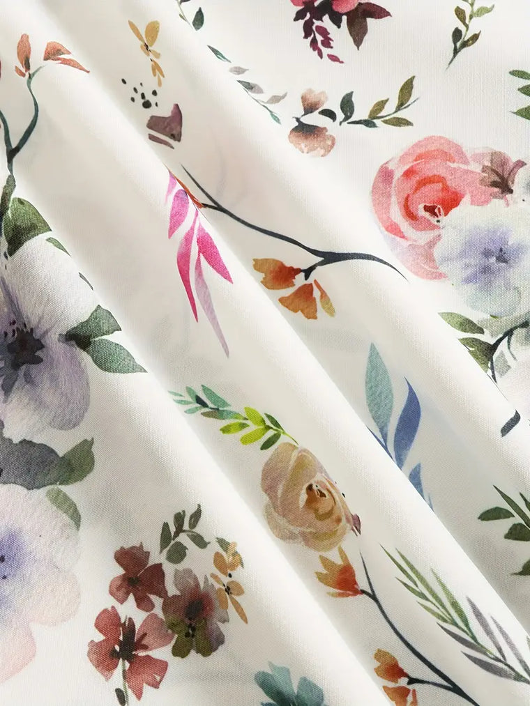 Stéphanie - Blouse Fleurie Sans Manches Élégante Femme