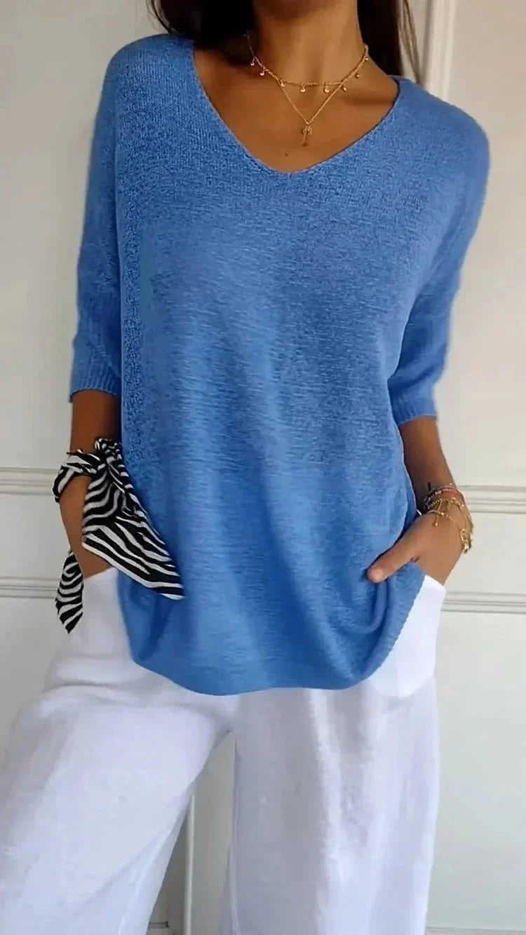 Odile - Pull léger à col V femme