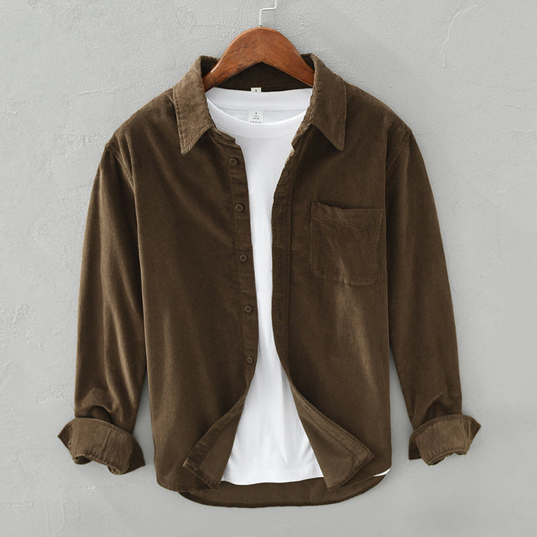 Nicolas – Chemise velours côtelé homme d’hiver style rétro