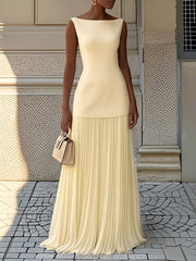 Nadia - Robe Longue Femme Élégante Plissée