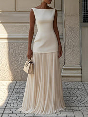 Nadia - Robe Longue Femme Élégante Plissée