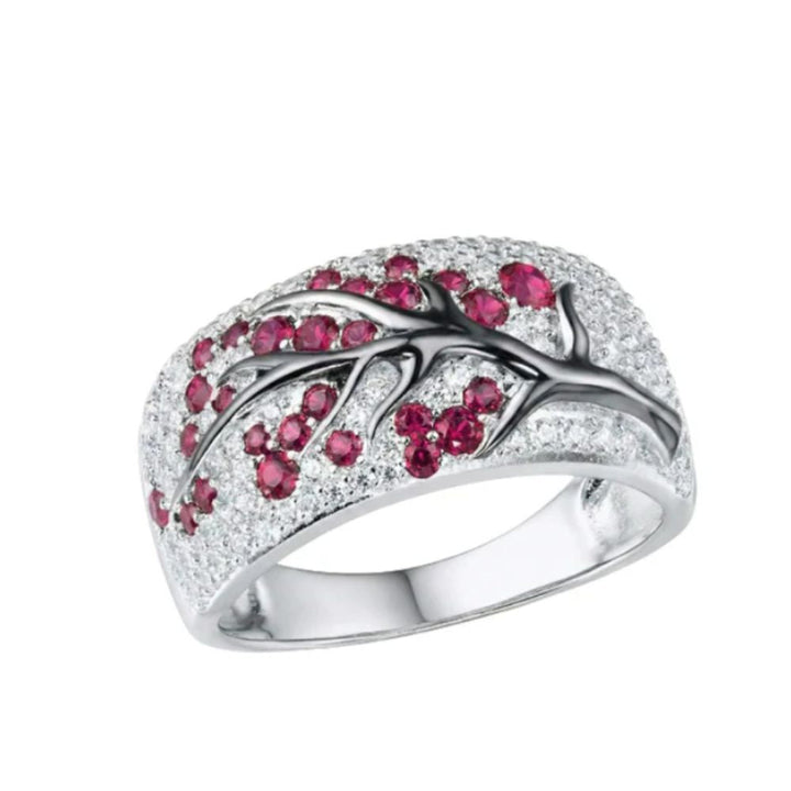 Bague Arbre de Fleurs Rubis — Doumira