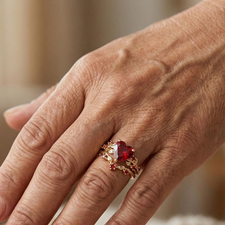 Ensemble de Bagues Accent Cœur Redvine — Doumira