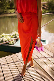 Carole - Robe Midi à Fente Femme
