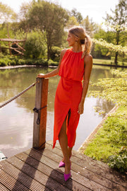 Carole - Robe Midi à Fente Femme