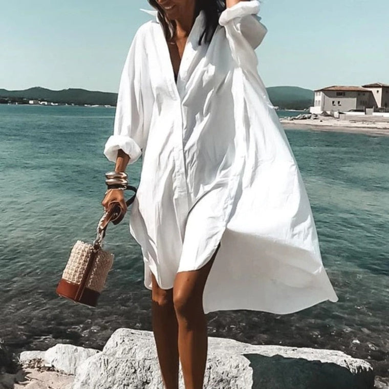 Romane - Robe D'Été Élégante Et Confortable - Coupe Ajustée, Coton, Femme