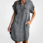 Ysaline - Robe En Denim Avec Fermeture Boutonnée Et Style Décontracté