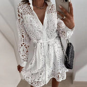 Marine - Robe Dentelle D'Été Chic