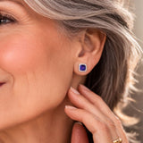 Boucles d'oreilles carrées en saphir — Doumira