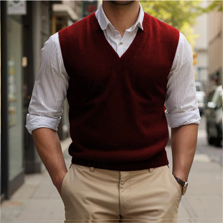 Maxime - Débardeur Vintage Col V Sans Manches Rétro Homme