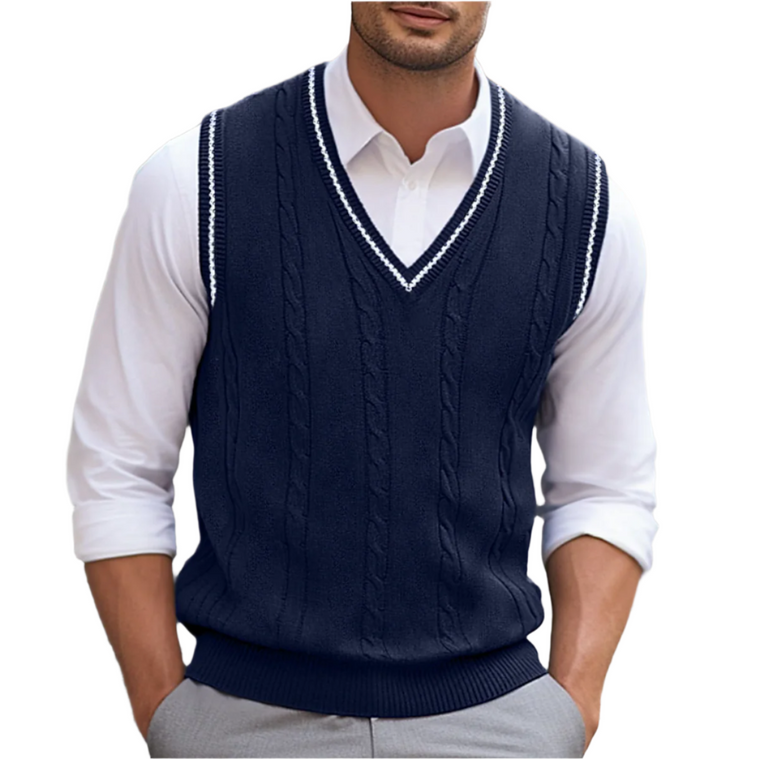 Maxime - Pull Sans Manches Col V Style Débardeur Homme