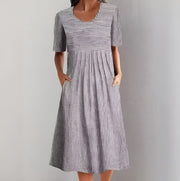 Marine - Robe Midi Rayée Marinière