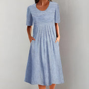 Marine - Robe Midi Rayée Marinière