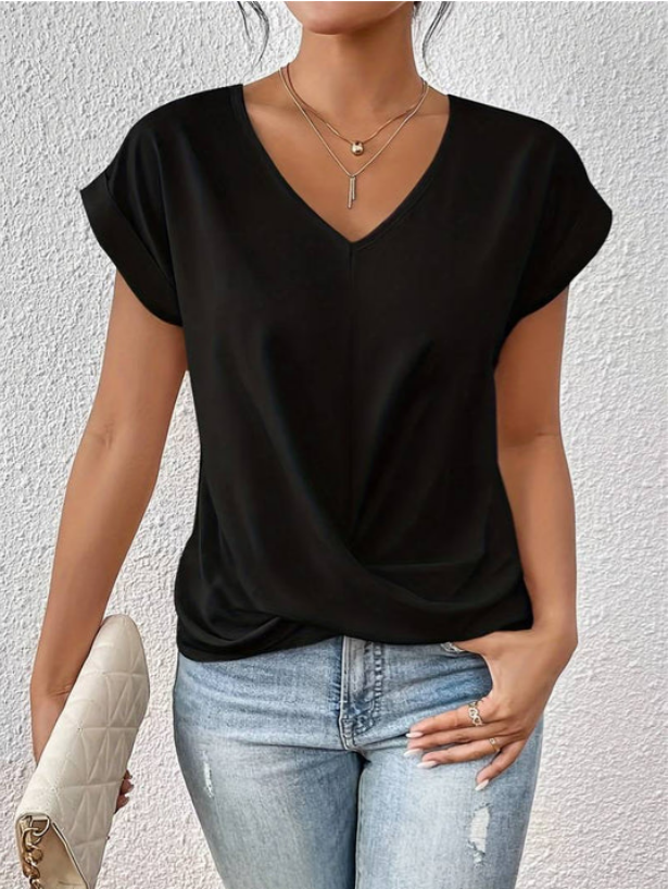 T-Shirt Femme Col V Manches Courtes Fluide - Manon