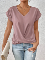 T-Shirt Femme Col V Manches Courtes Fluide - Manon