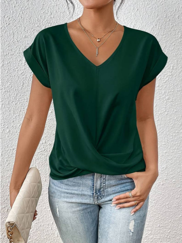 T-Shirt Femme Col V Manches Courtes Fluide - Manon