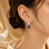 Boucles d'oreilles pendantes en argent et améthyste — Doumira