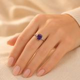 Bague en Argent Améthyste Taille Émeraude — Doumira