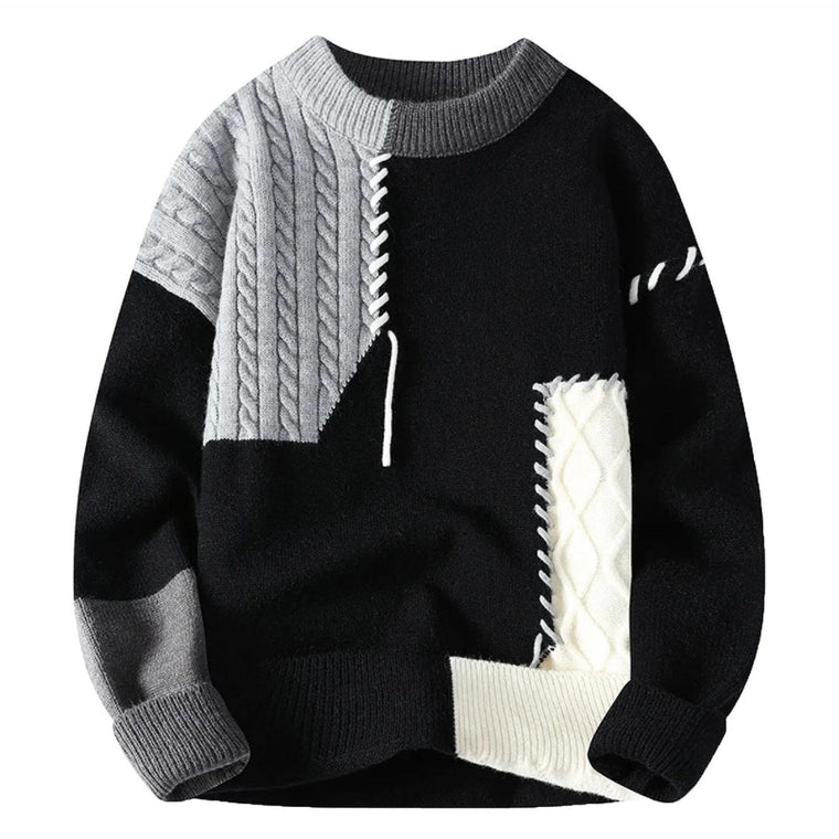 Adrien - Pull Patchwork Élégant Design Unique Homme