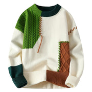 Adrien - Pull Patchwork Élégant Design Unique Homme