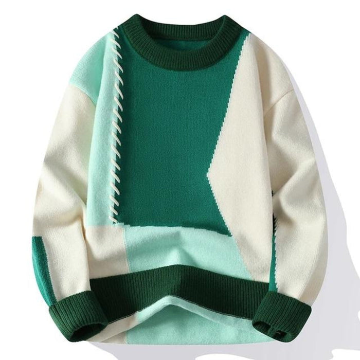 Adrien - Pull Patchwork Élégant Design Unique Homme