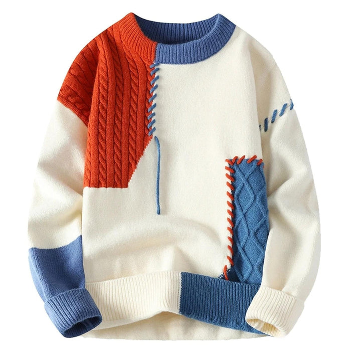 Adrien - Pull Patchwork Élégant Design Unique Homme