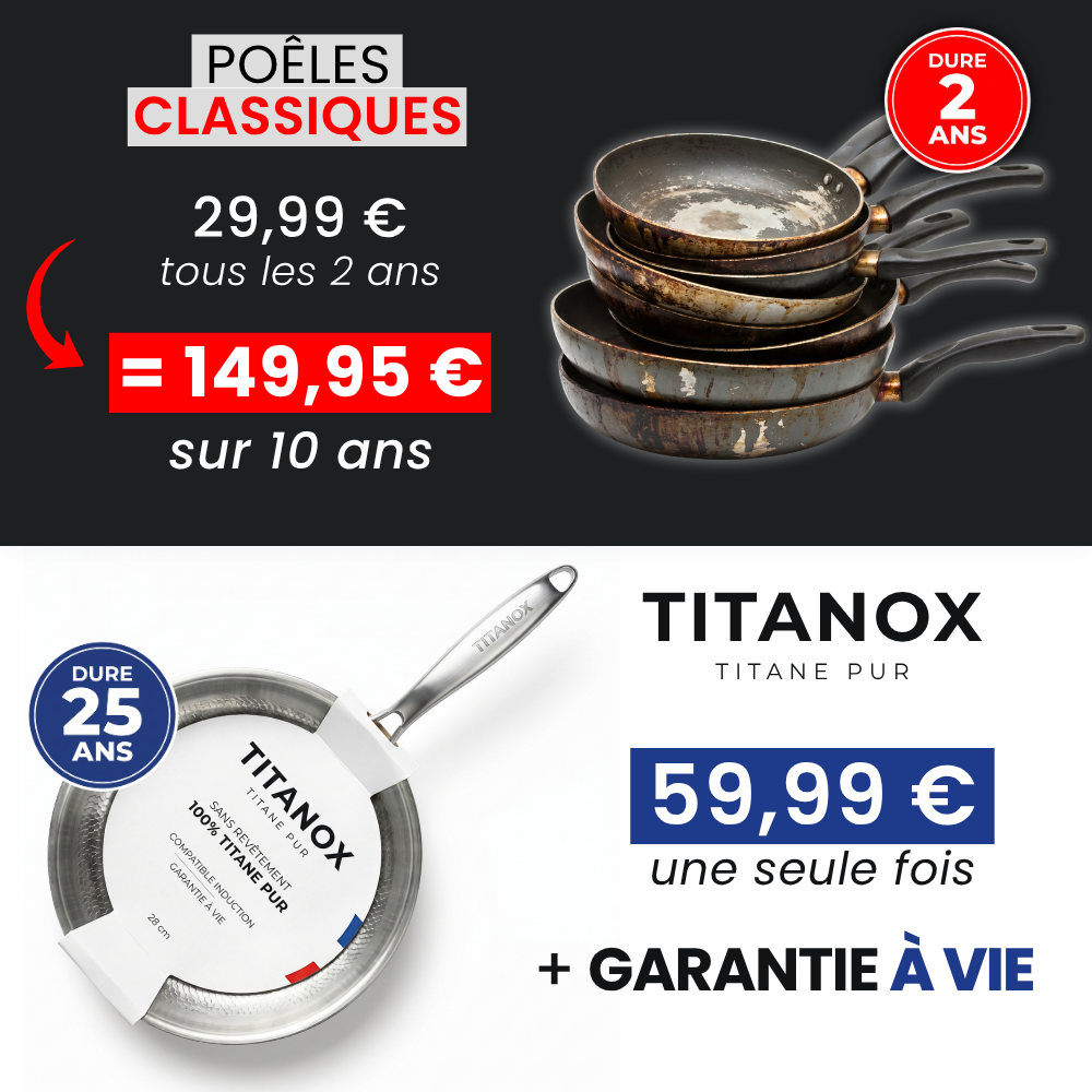 Poêle Titanox™ en titane pur, sans PFAS