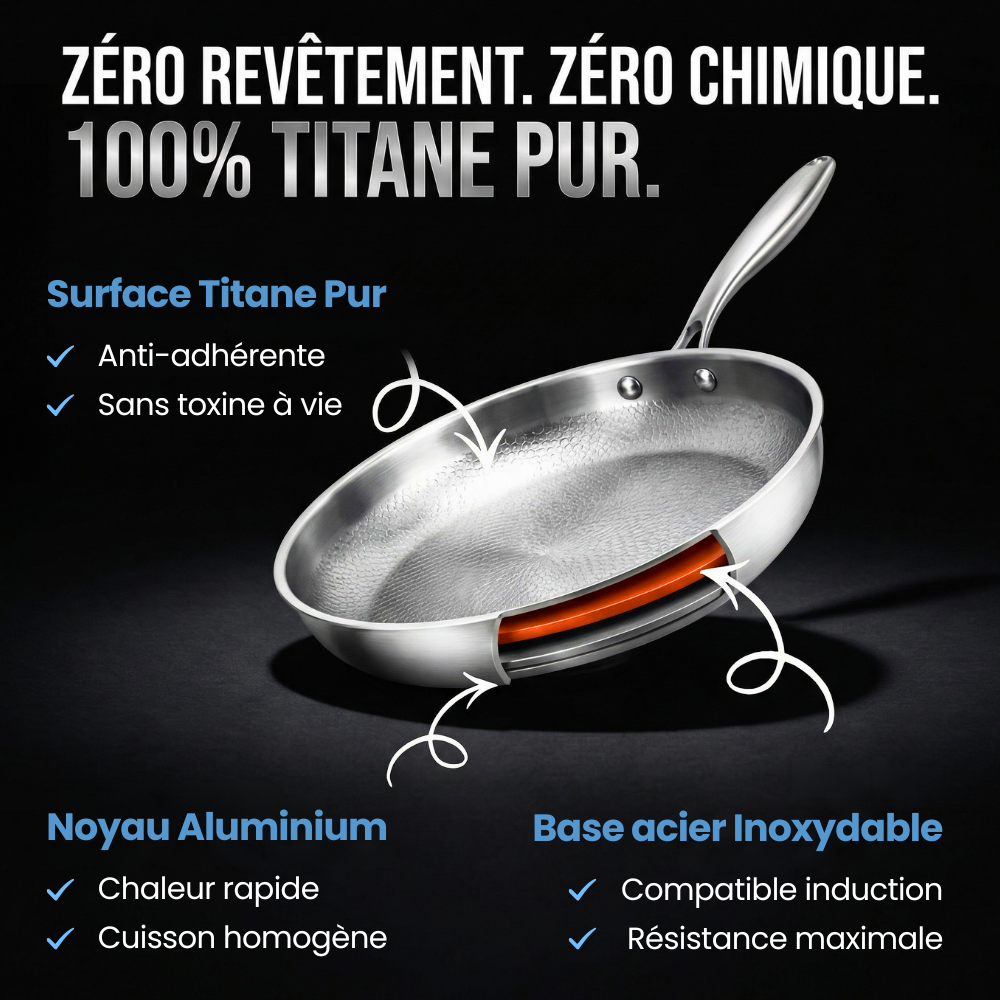 Poêle Titanox™ en titane pur, sans PFAS