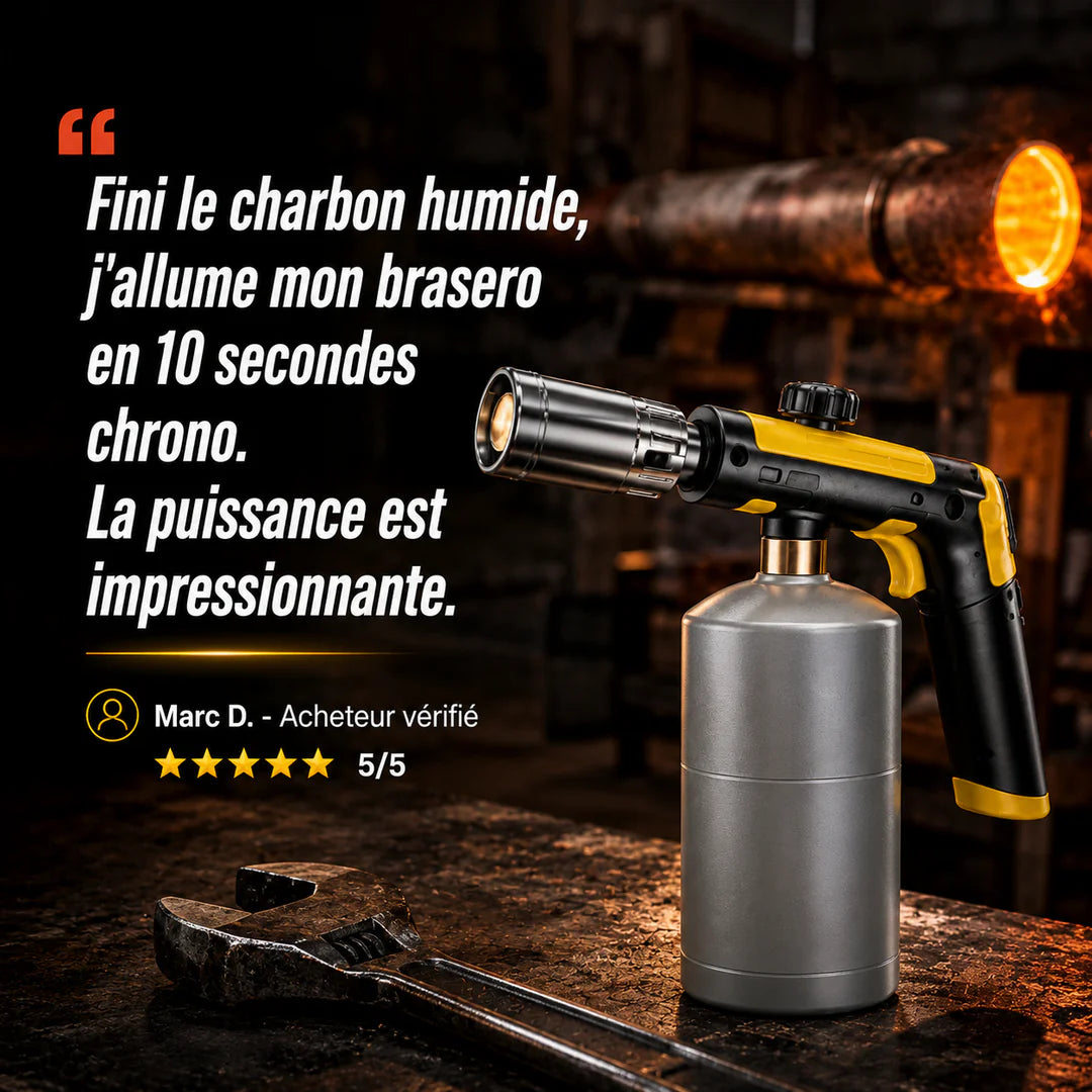 Chalumeau propane 1800 °C – flamme réglable et verrouillage de sécurité