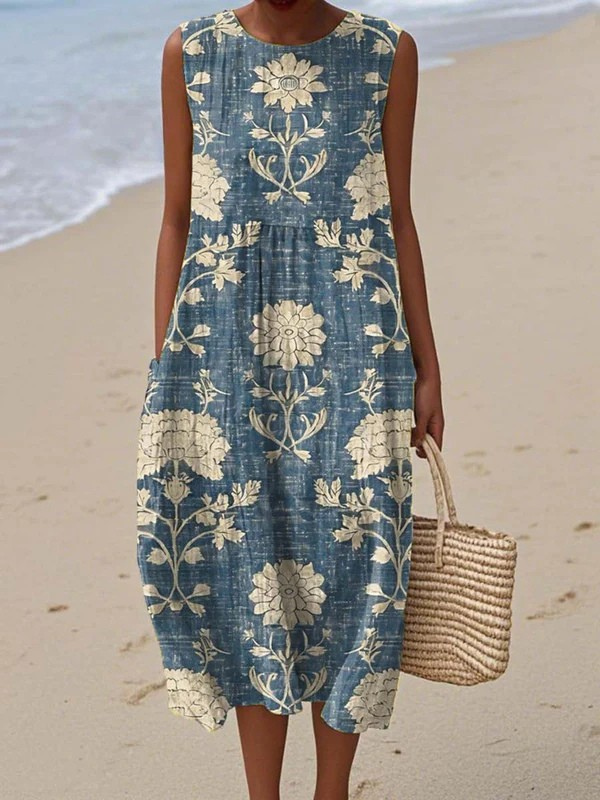 Sophie - Robe Lin Fluide Imprimée