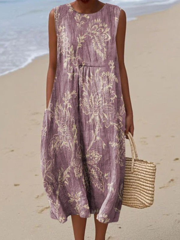 Sophie - Robe Lin Fluide Imprimée