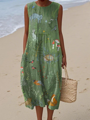 Sophie - Robe Lin Fluide Imprimée