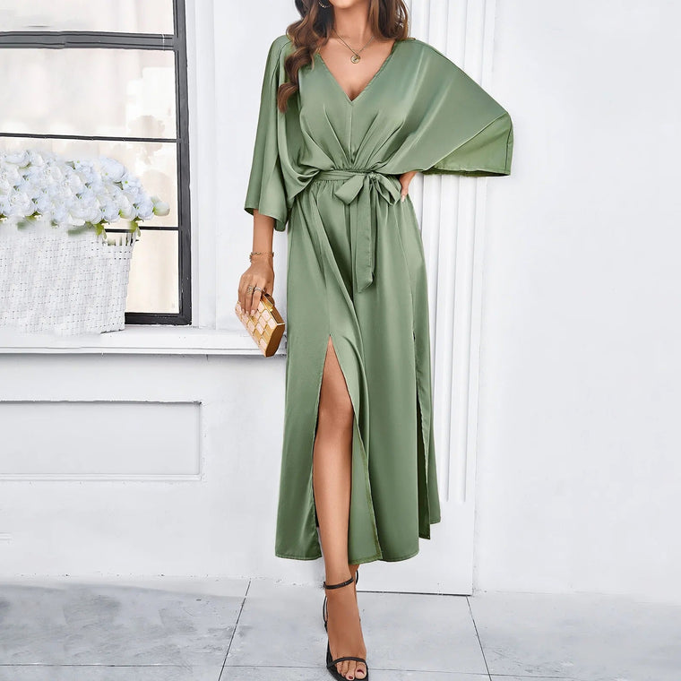 Julie - Robe Maxi Satinée Chic Femme