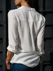 Hélène - Chemise Chiffon Élégante Col V Femme