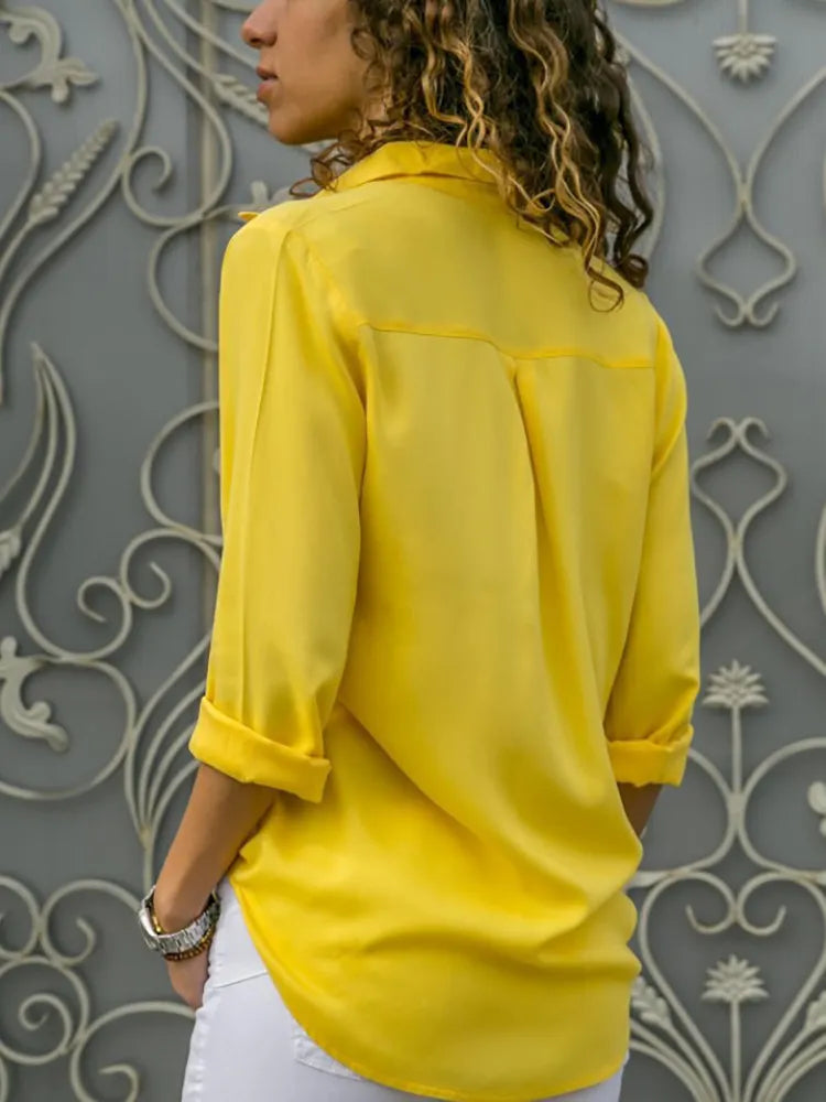 Hélène - Chemise Chiffon Élégante Col V Femme